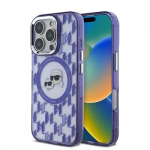 Karl Lagerfeld iPhone 16 Pro Max Hülle Case MagSafe K & CH Kopf Violett