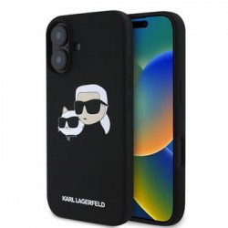 Karl Lagerfeld iPhone 16 Hülle Case Silikon Double Heads MagSafe Schwarz