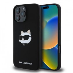 Karl Lagerfeld iPhone 16 Pro Hülle Case MagSafe Silikon Choupette Schwarz