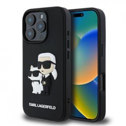 Karl Lagerfeld iPhone 16 Pro Hülle Case 3D Rubber Karl Choupette Schwarz