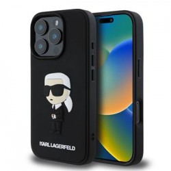 Karl Lagerfeld iPhone 16 Pro Case 3D Rubber Ikonik Black