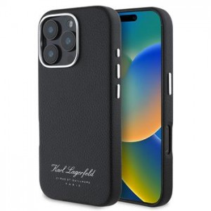 Karl Lagerfeld iPhone 16 Pro Hülle Case Grained Hotel RSG Schwarz