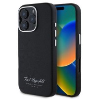 Karl Lagerfeld iPhone 16 Pro Max Hülle Case Grained Hotel RSG Schwarz