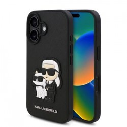 Karl Lagerfeld iPhone 16 Case Saffiano Karl Choupette Black