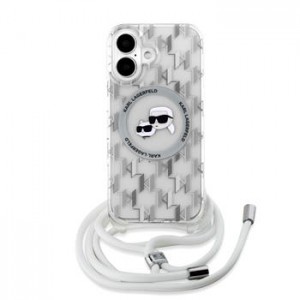 Karl Lagerfeld iPhone 16 Case MagSafe Crossbody K & CH Head Silver