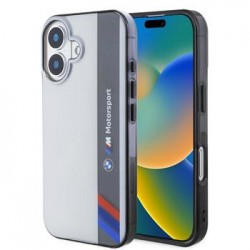 BMW iPhone 16 Hülle Case Motorsport Vertical Stripe Grau