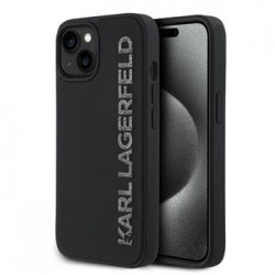 Karl Lagerfeld iPhone 14 Hülle Case 3D Rubber Glitter Logo Schwarz
