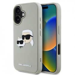 Karl Lagerfeld iPhone 16 Hülle Case 3D Rubber Double Heads Beige