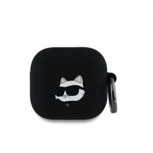 Karl Lagerfeld AirPods 4 NFT Choupette Head 3D Logo Silicone Black