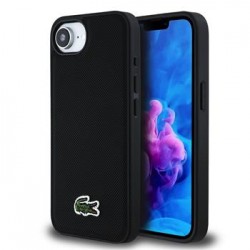 Lacoste iPhone 16e Case MagSafe Iconic Petit Pique Woven Black