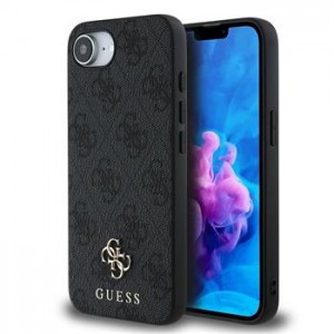 Guess iPhone 16e Hülle Case 4G Small Metal Logo MagSafe Grau