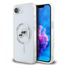 Karl Lagerfeld iPhone 16e Case K&CH Heads Metal Frame MagSafe Transparent