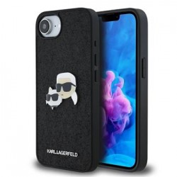 Karl Lagerfeld iPhone 16e Case Fixed Glitter Metal K&CH Black