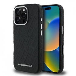 Karl Lagerfeld iPhone 16 Pro Hülle Case MagSafe Repeated Logo Schwarz