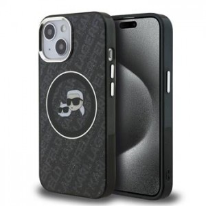 Karl Lagerfeld iPhone 15 Case Repeated Logo MagSafe Black