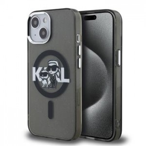 Karl Lagerfeld iPhone 15 Hülle Case Glitter Sketch MagSafe Schwarz