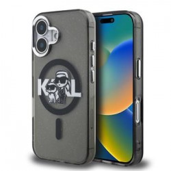 Karl Lagerfeld iPhone 16 Hülle Case Glitter Sketch MagSafe Schwarz