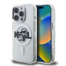 Karl Lagerfeld iPhone 15 Pro Hülle Case Glitter Sketch MagSafe Clear