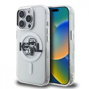 Karl Lagerfeld iPhone 15 Pro Hülle Case Glitter Sketch MagSafe Clear