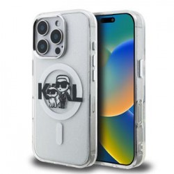 Karl Lagerfeld iPhone 16 Pro Hülle Case Glitter Sketch MagSafe Clear