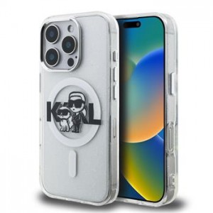 Karl Lagerfeld iPhone 16 Pro Hülle Case Glitter Sketch MagSafe Clear