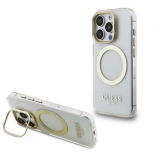 Guess iPhone 15 Pro max Hülle Case Stand Camera Frame MagSafe Transparent