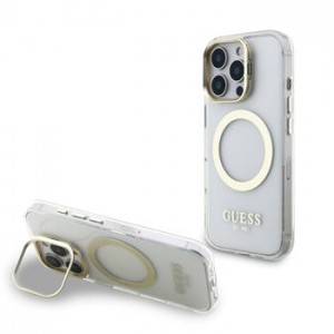 Guess iPhone 16 Pro Case Stand Camera Frame MagSafe Transparent