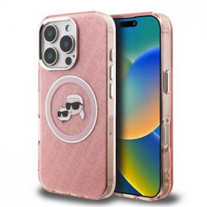Karl Lagerfeld iPhone 16 Pro Hülle Case Repeated Logo MagSafe Rosa
