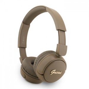 Guess Bluetooth Headphones Script Metal Logo Brown