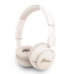 Guess Bluetooth Headphones Script Metal Logo Beige