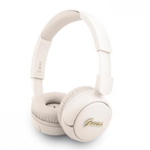 Guess Bluetooth Headphones Script Metal Logo Beige