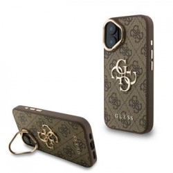 Guess iPhone 16 Case Metal Stand Camera Frame 4G Brown