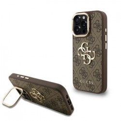 Guess iPhone 16 Pro Case Metal Stand Camera Frame 4G Brown