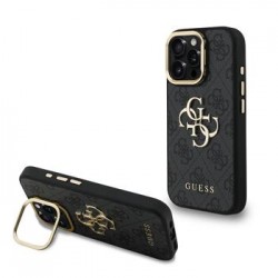 Guess iPhone 15 Pro Case Metal Stand Camera Frame 4G Black