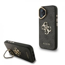 Guess iPhone 16 Case Metal Stand Camera Frame 4G Black