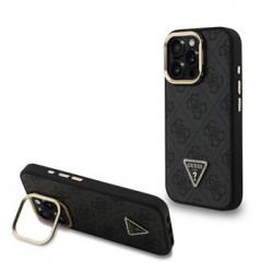 Guess iPhone 16 Pro Case MagSafe Rhinestone Triangle Logo Stand Camera Black