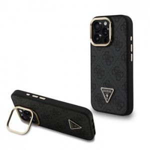 Guess iPhone 16 Pro Case MagSafe Rhinestone Triangle Logo Stand Camera Black