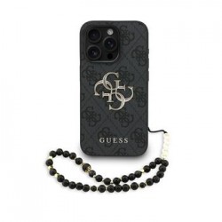 Guess iPhone 15 Pro Max Hülle Case Big 4G Metal Logo Strap Armband Black