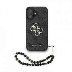 Guess iPhone 16 Case Big 4G Metal Logo Strap Black