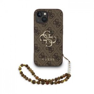 Guess iPhone 15 Hülle Case Big 4G Metal Logo Strap Armband Braun