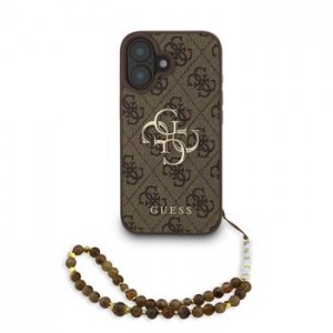 Guess iPhone 16 Case Big 4G Metal Logo Strap Brown