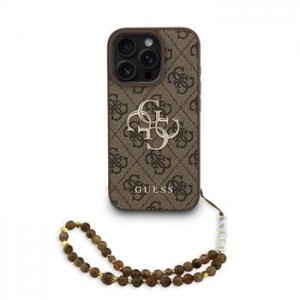 Guess iPhone 16 Pro Max Case Big 4G Metal Logo Strap Brown