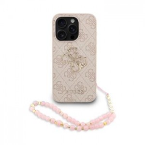 Guess iPhone 15 Pro Case Big 4G Metal Logo Strap Pink