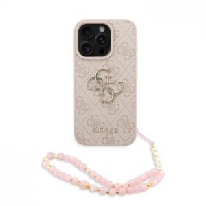 Guess iPhone 16 Pro Max Case Big 4G Metal Logo Strap Pink