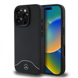 Mercedes iPhone 16 Pro Hülle Case Wood Echtleder MagSafe Schwarz