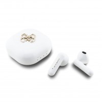 Guess Bluetooth In-Ear Headphones 4G Metal Logo White