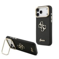Guess iPhone 17 Pro Max Hülle Case Grained 4G Logo Stand Camera Frame Schwarz