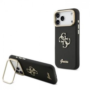 Guess iPhone 17 Pro Max Hülle Case Grained 4G Logo Stand Camera Frame Schwarz