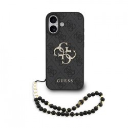 Guess iPhone 17 Hülle Case 4G Metal Logo Pearl Stap Schwarz