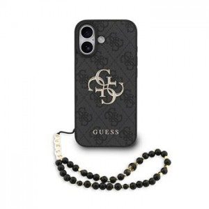 Guess iPhone 17 Hülle Case 4G Metal Logo Pearl Stap Schwarz